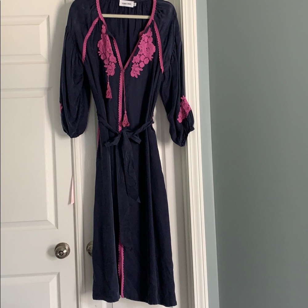 Line + Dot Large blue and pink embroidered dress